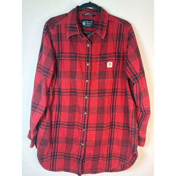 Carhartt Shirt Rugged Flex Relax Fit Women Size XL Buffalo Plaid Flannel - Picture 2 of 9